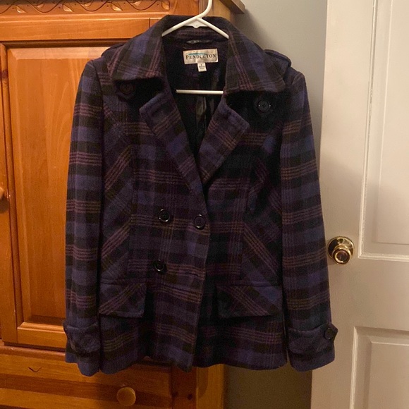 Purple plaid fall/winter jacket - Picture 1 of 3
